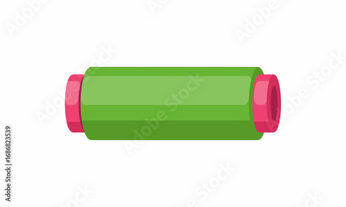 Vibrant Green Spool of Thread with Bright Pink Ends.