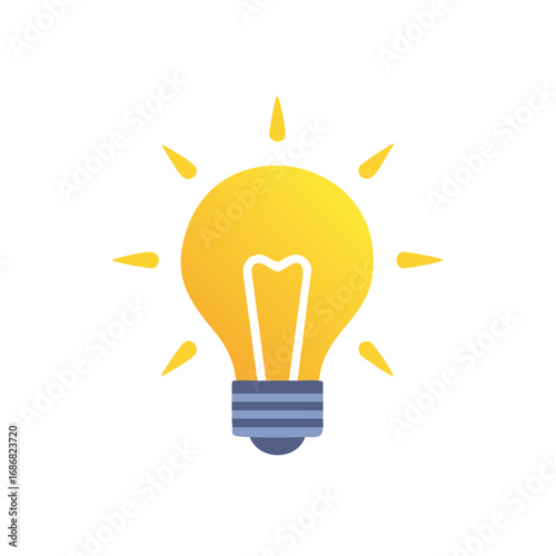 Bright Yellow Light Bulb Shining with Creative Idea Spark Innovation Concept