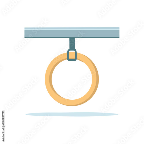 Hanging Gymnastic Rings Vector Illustration, Athletic Training Equipment, Fitness Exercise Apparatus