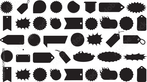 tag, label, silhouette, shape, blank, empty, sale, price, discount, offer, marketing, retail, shopping, product, design, graphic, element, starburst, banner, ribbon, price tag, hanging tag, blank tag,