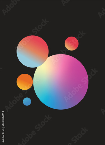 Vibrant Gradient Spheres on Black Background