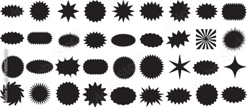 starburst, shape, jagged, edge, burst, explosion, abstract, graphic, design, element, collection, set, black, white background, isolated, pattern, texture, background, modern, unique, geometric, sharp