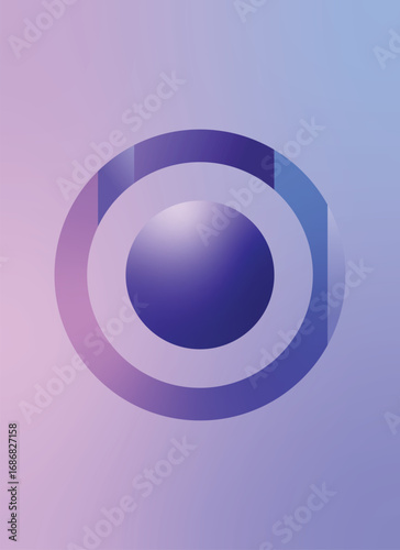 Modern Gradient Circle with 3D Sphere and Geometric Rings