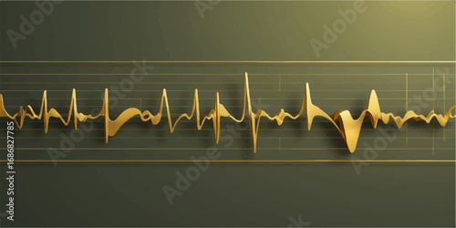 A vibrant green electrocardiogram line illustrates a continuous heart rhythm on a medical monitor