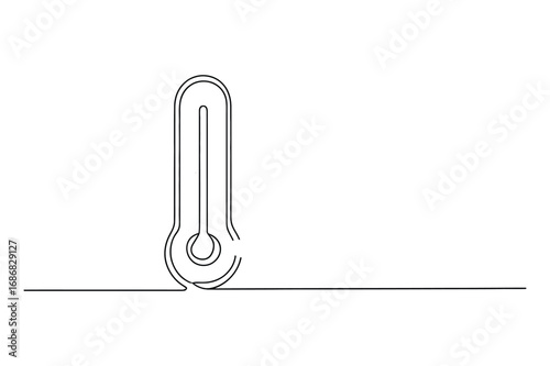 Continuous Line Art of Temperature Gauge – Health and Climate Illustration
