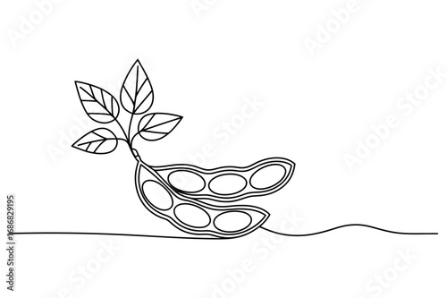 Continuous Line Art of Edamame Beans – Plant-Based Food Vector