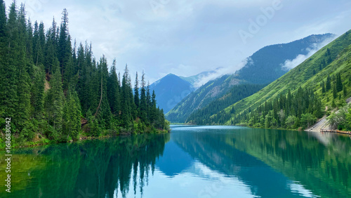 Bilde på lerret The first Kolsai Lake is a picturesque place in the mountains of Kazakhstan
