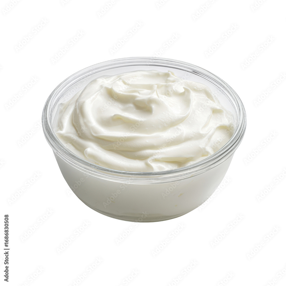 Creamy white yogurt swirling in a clear bowl dairy food, Isolated On Png Transparent Background Creamy white yogurt swirling in a clear bowl dairy food, Isolated On Png Transparent Background