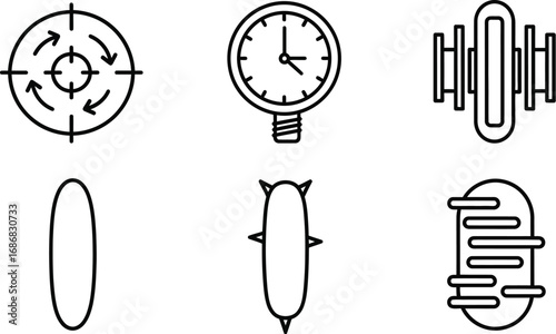 Collection of simple, abstract line art icons representing various concepts