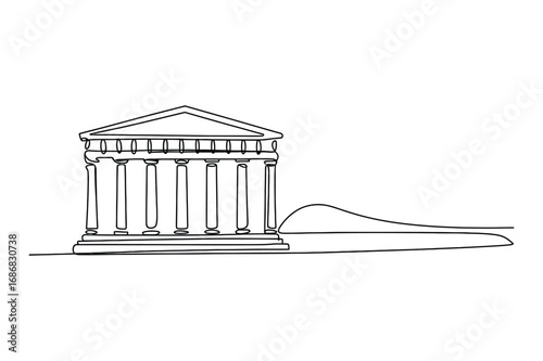 Continuous Line Drawing of Parthenon – Greek Landmark Illustration