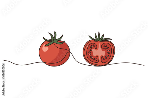 Continuous Line Drawing of Tomato Pair – Healthy Eating Concept