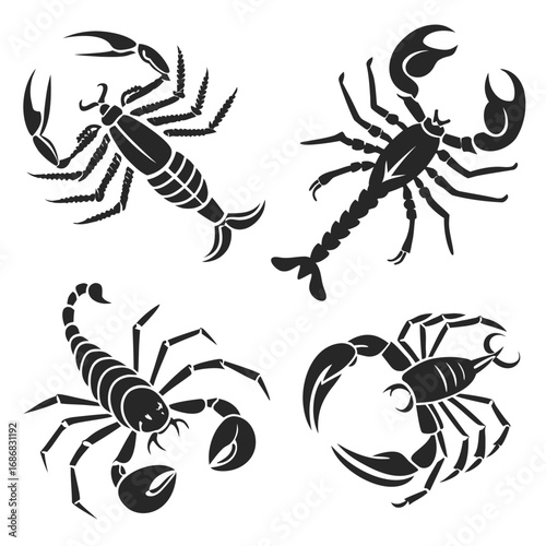 Black scorpion silhouettes stylized scorpions