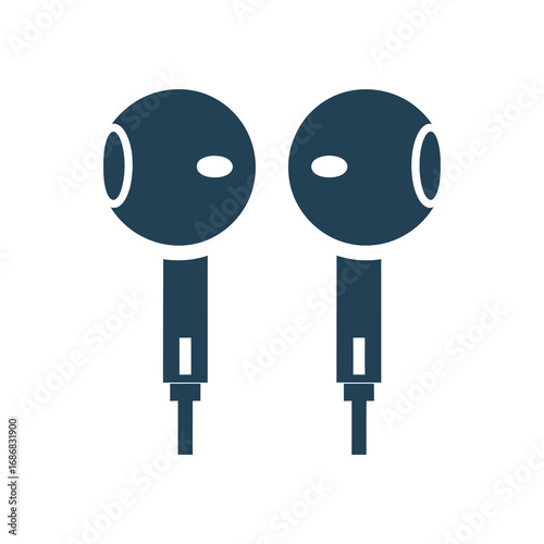 Dark blue earbuds on transparent background
