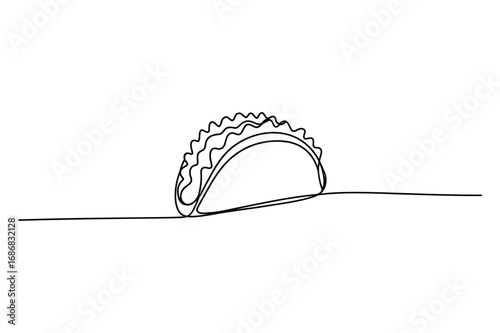 Minimal Line Drawing of Taco – Mexican Food Vector Illustration