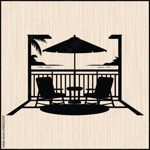 a tropical resort balcony silhouette