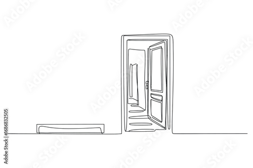 Continuous Line Open Door – Symbol of New Beginnings
