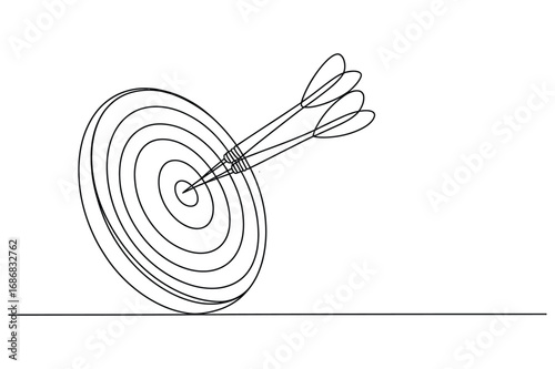 Continuous Line Bullseye with Arrows – Precision and Focus Concept