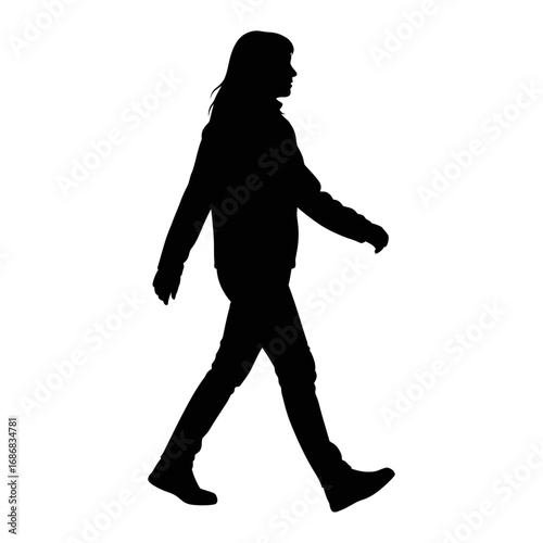 Silhouette of Woman Walking in Casual Outfit for Lifestyle, Travel, and Urban Concepts