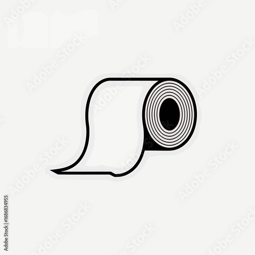 Minimalist Toilet Paper Roll Illustration on White Background Personal Hygiene Essential Item Bathroom Fixture Sanitation Symbol Flat Design
