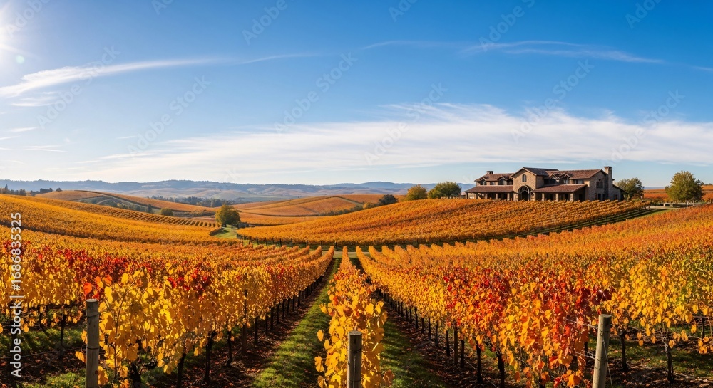 Fototapeta premium Autumn Vineyard Panoramic