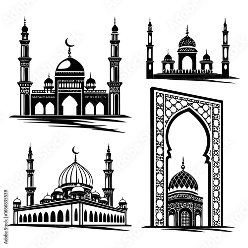 Islamic mosque and arch architectural styles Islamic architecture minarets