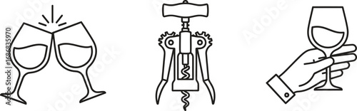Celebrating with wine, a toast and a corkscrew for enjoyment