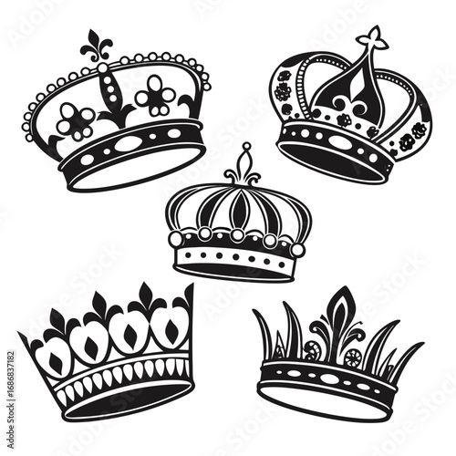 Royal crowns ornate regal emblems monarchy symbol