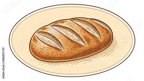 Loaf of Bread on Oval Plate baked goods bakery
