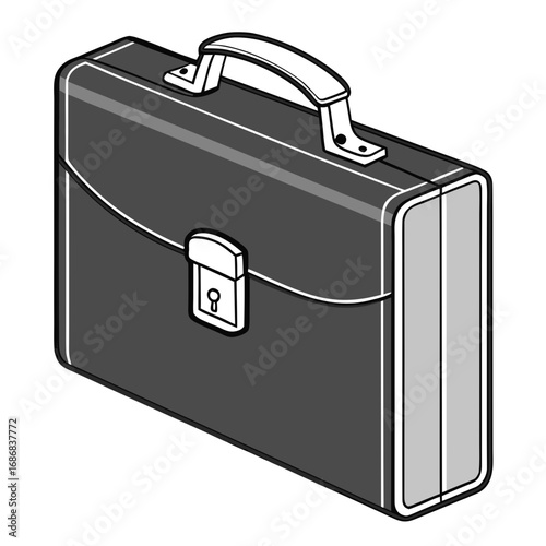 Sleek dark briefcase with silver handle and clasp portfolio luggage