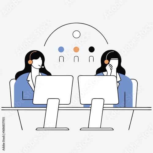 Headset Operator Customer Service Symbol Vector