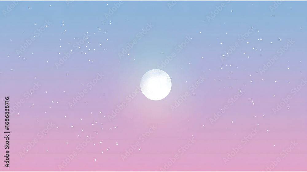 Fototapeta premium Dreamy Starry Sky and Moonlit Night with Gradient Sky Scenery