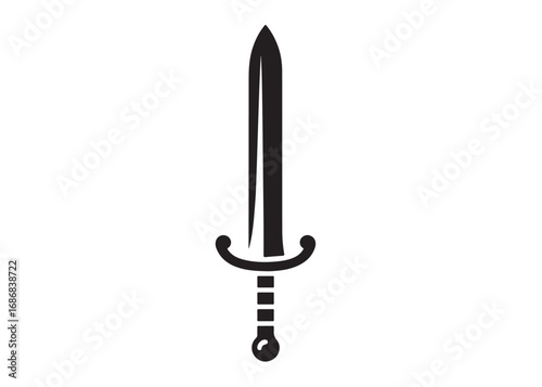 sword logo silhouette vector, vector sword silhouette logo illustration, vector silhouette of medieval dagger, sword weapon vector logo design, dagger or sword logo silhouette vector on background.