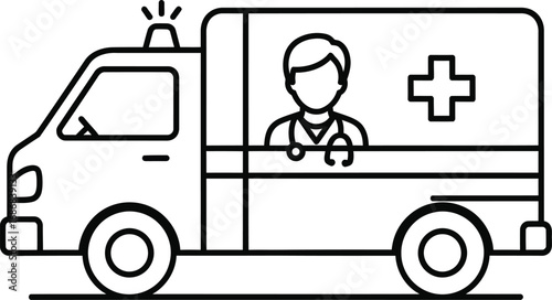 Medical professional driving an ambulance, symbolizing emergency healthcare and rapid response.