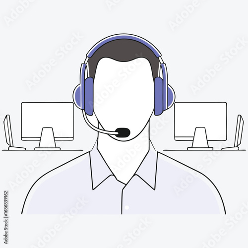 Flat Design Customer Service Vector Illustration
