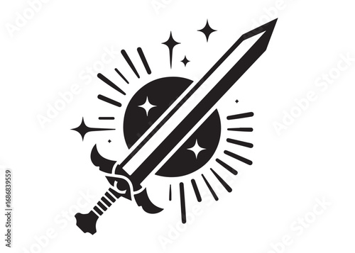 sword logo silhouette vector, vector sword silhouette logo illustration, vector silhouette of medieval dagger, sword weapon vector logo design, dagger or sword logo silhouette vector on background.