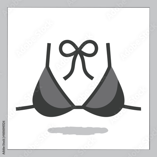 Dark grey bikini top with bow detail and shadow swimwear black