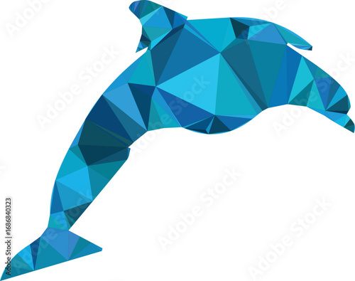Geometric Blue Dolphin Leaping marine animal aquatic