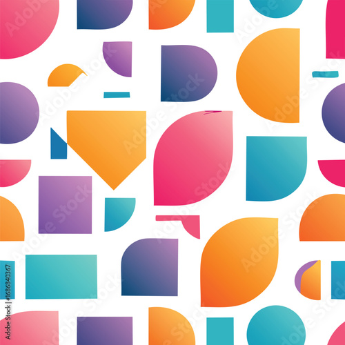 Geometric shapes with vibrant color gradients abstract background