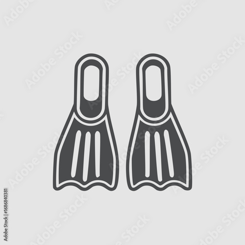 Gray swimming fins scuba diving snorkeling