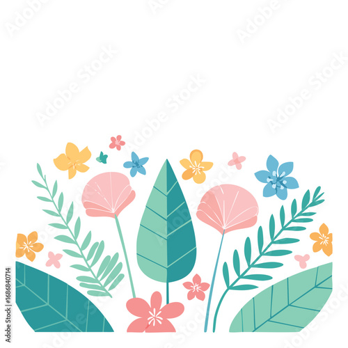 Pastel floral and leaf arrangement leaves pink