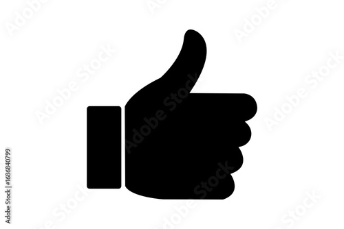 black hand with thumb up on transparent background