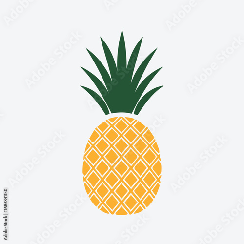 Yellow fruit with green spiky leaves pineapple tropical