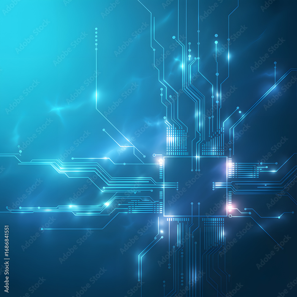 Obraz premium Abstract technology background with circuit board and glowing lines