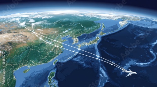 airplane flight path east asia