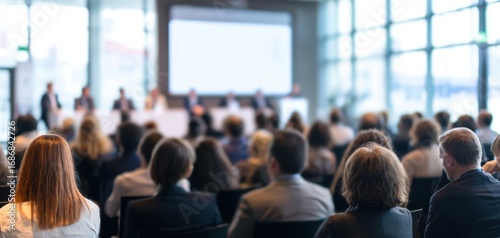 The engaged audience at a corporate conference listening to insightful panel discussions.