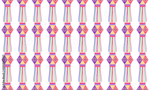 Seamless Diwali seamless pattern with lanterns in flat style. Deepavali vector illustration for banners, social media, cards