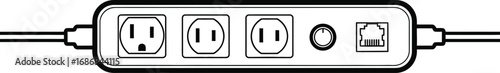 Surge protector with multiple outlets and network port for connecting devices