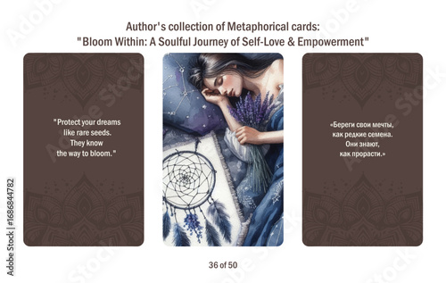 Metaphorical cards for women. Blossom from within a soulful journey to self-love and empowerment, answers to questions.