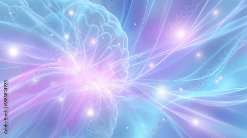 Vibrant display of intelligence shows growth of an ethereal nebula galaxy cluster shimmering with light and color which fills space