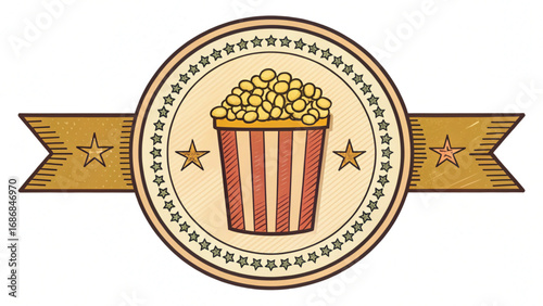 Popcorn Bucket with Stars and Ribbon Banner movie cinema